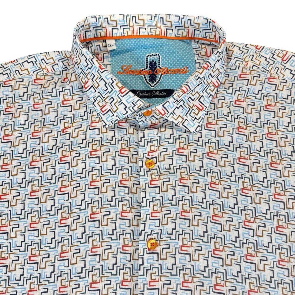 Luchiano Visconti 4XL Eclectic Graphic Maze  Abstract intricate Button Shirt